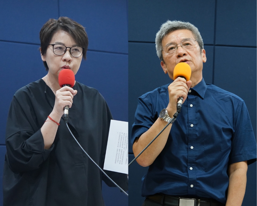 黃珊珊（左）、李文宗（右）昨日出席民眾黨記者會。由本報合成。中央社提供（記者徐肇昌攝）。