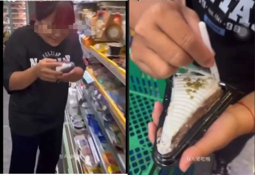 噁店員徒手抓蛋糕、玩食物。圖／Dcard