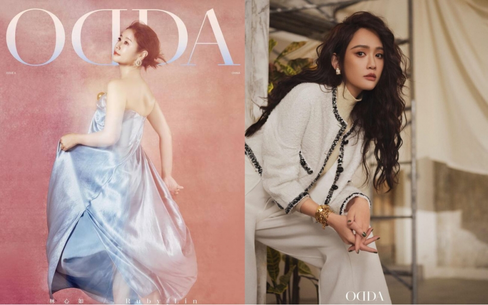 林心如、陳喬恩曾與山寨《ODDA》合作拍攝。經本報合成，擷取自微博，下同。
