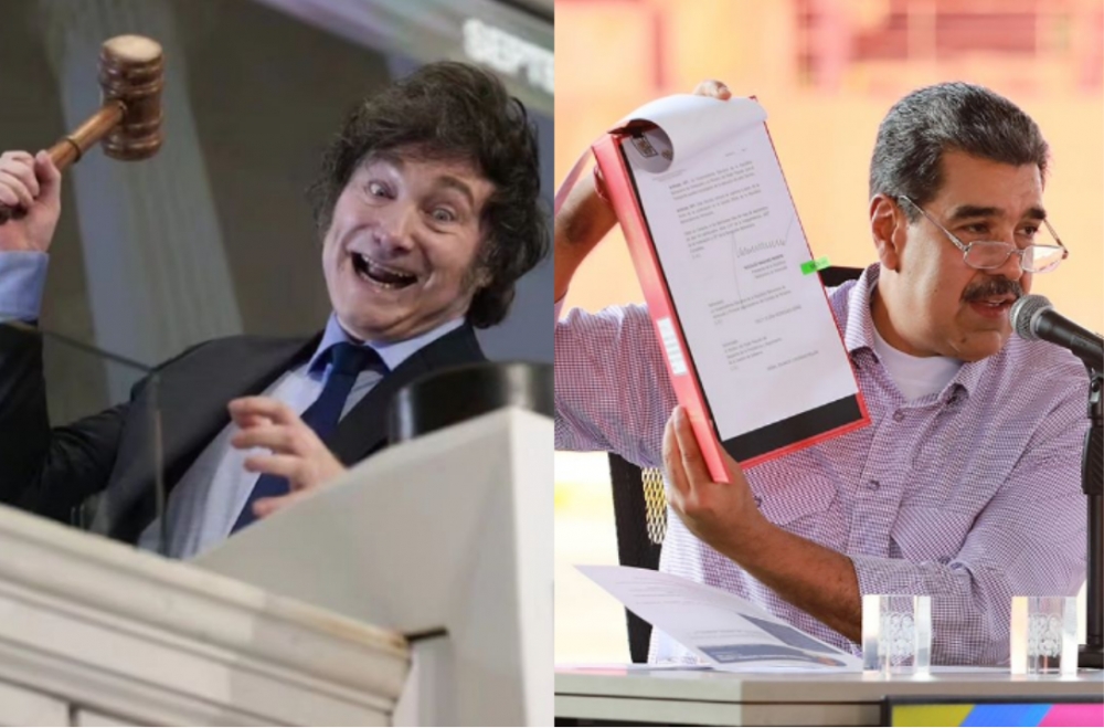 擷取自javiermilei、nicolasmaduro Instagram。經本報合成裁剪。