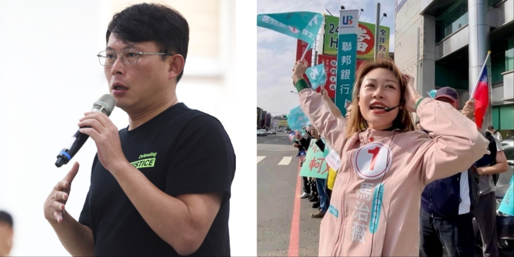 圖為黃國昌出席「為司法公義站出來」宣講活動並在開場時引言；民眾黨前桃園市黨部發言人馬治薇是2024年桃園市第一選舉區立法委員參選人。（圖源：中央社記者趙世勳攝、馬治薇／Facebook）