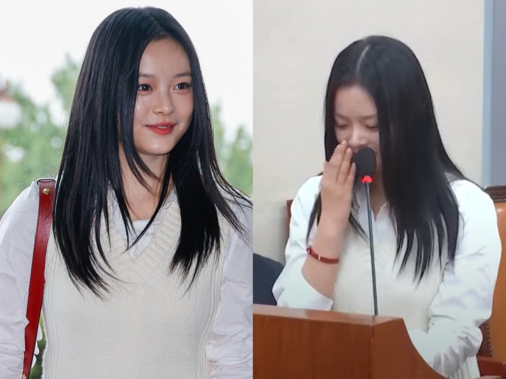 NewJeans越南裔澳大利亞20歲成員Hanni今（15）日以參考人身份出席韓國國會的國政監察（公聽會），針對「偶像霸凌與職場欺壓問題」回答相關議題。（圖源：Ｘ、JTV NEWS）