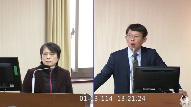 有網友發現，林秉文遭到通緝，但法務部公布的三大通緝系統都查不到。民眾黨立委黃國昌為此質詢內政部長劉世芳。（圖擷取自黃國昌YT頻道）