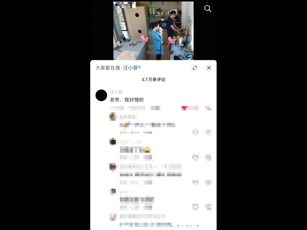 汪小菲在與大S過去中國實境秀影片下方留言喊「老婆,我好想你」。 (圖擷取自抖音)
